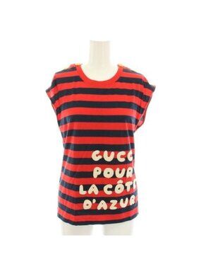 Gucci Top Blouse Short Sleeve French Border Pattern Logo Embroidery Xxs